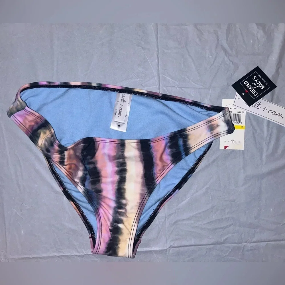 NWT SALT + COVE Juniors' Printed High-Waist Bikini Bottoms, Created For Macy's